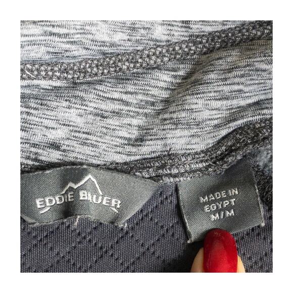 Eddie Bauer Gray Mock-Neck 1/4 Side Zip Pullover w/ Thumbholes M - Picture 11 of 15